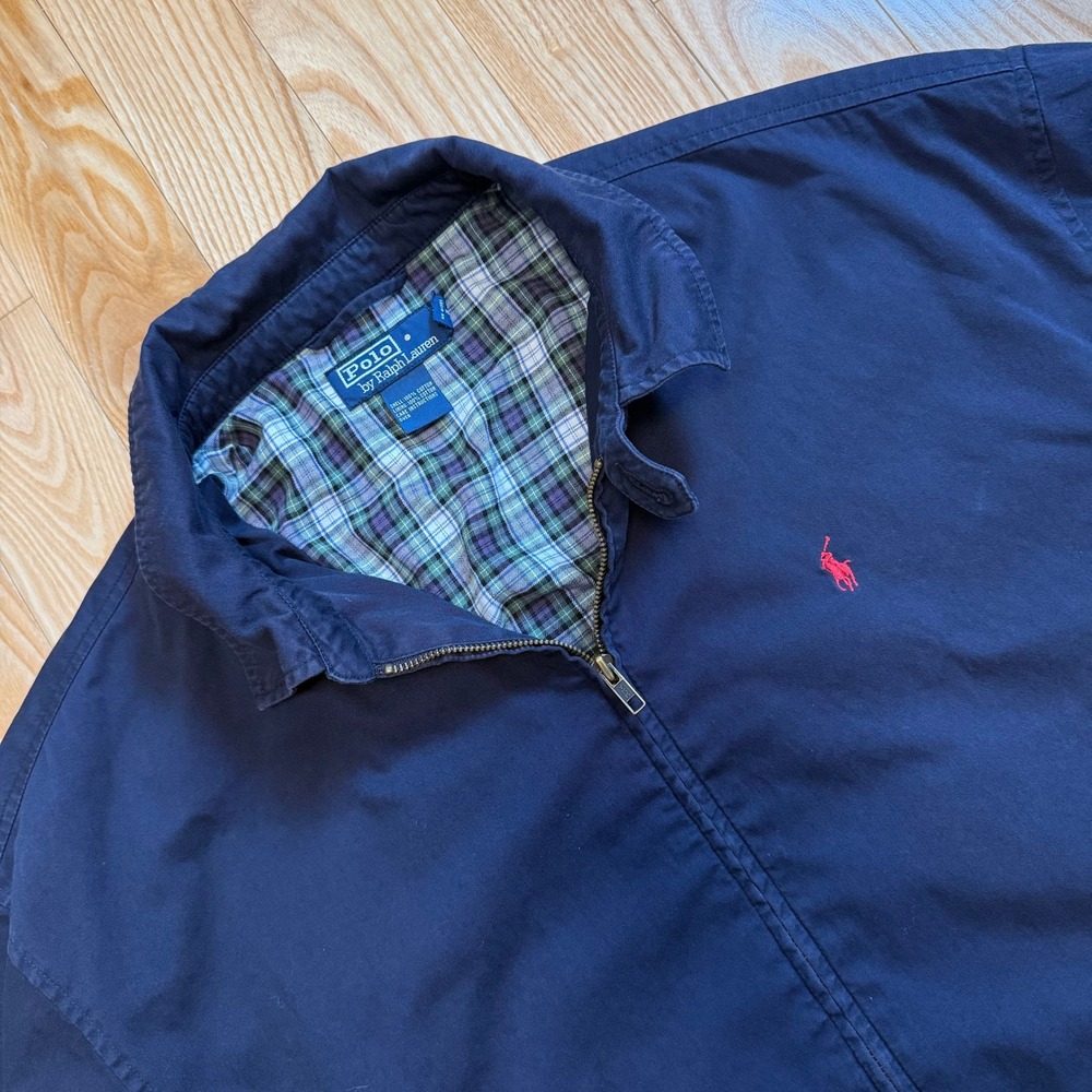 Vtg 90s Polo Ralph Lauren Bomber Jacket Full Zip Plaid Lined Mens Sz XXL Cotton